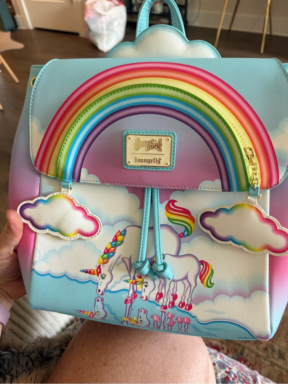 Loungefly Lisa Frank Rainbow Unicorn Mini Backpack - Blue, Pink, Purple, Yellow